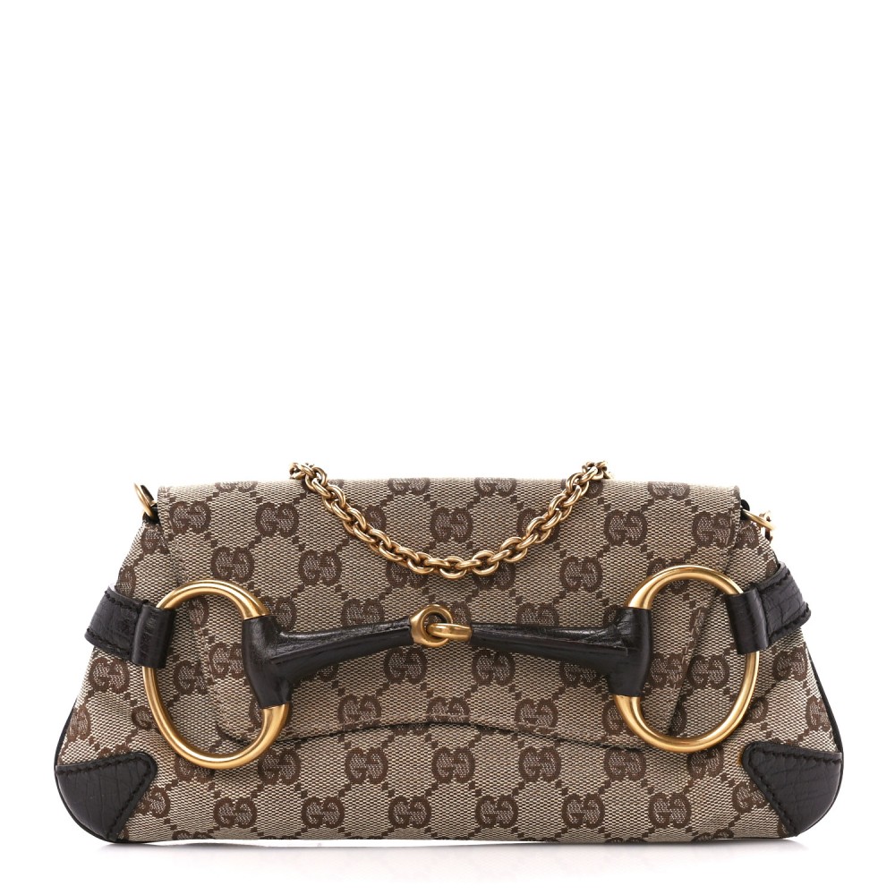 Monogram Horsebit Clutch Dark Brown