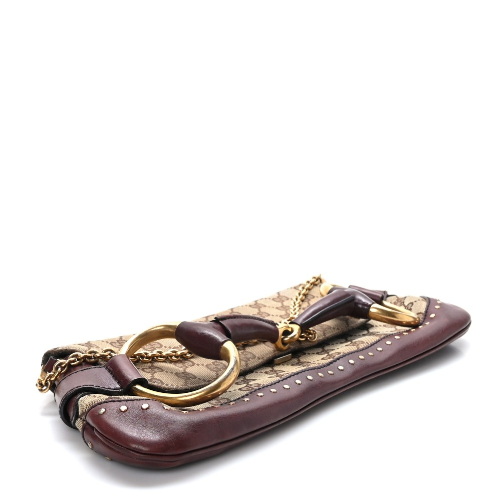 Monogram Studded Horsebit Clutch Bordeaux