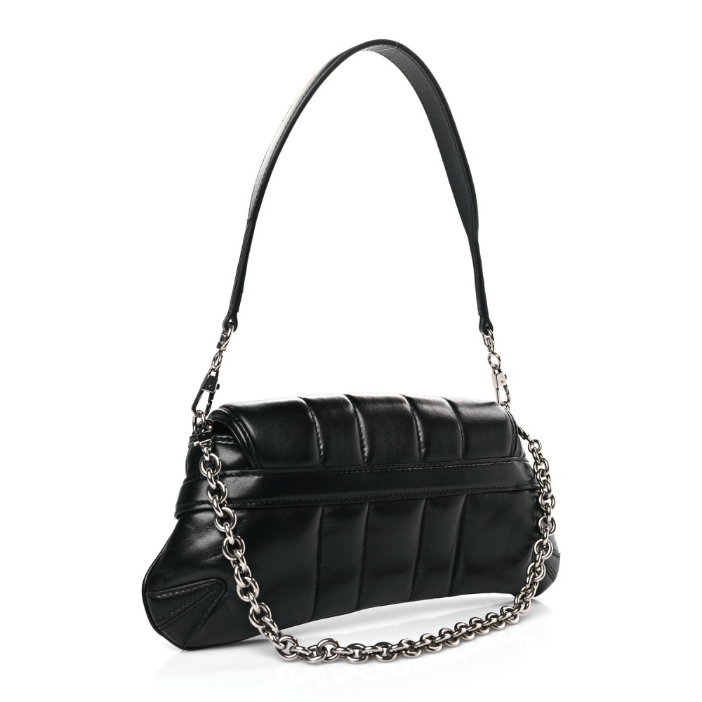 Nappa Vertical Matelasse Small Maxi Horsebit Chain Shoulder Bag Black