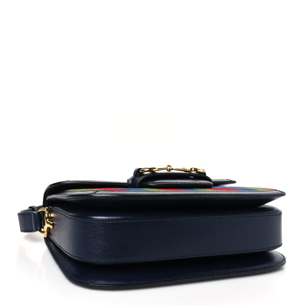 Velvet Azalea Calfskin Baiadera Stripe Horsebit 1955 Shoulder Bag Multicolor