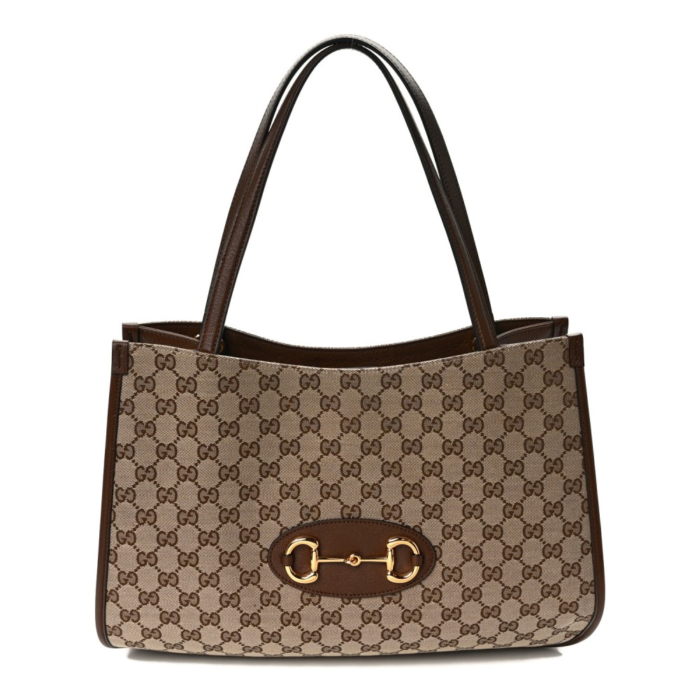 Monogram Horsebit 1955 Tote Bag Beige Brown Sugar