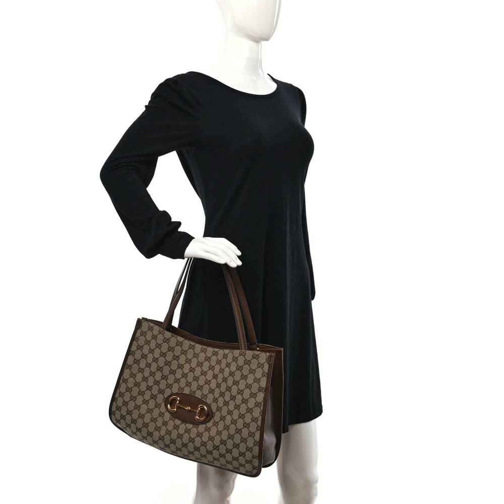 Monogram Horsebit 1955 Tote Bag Beige Brown Sugar