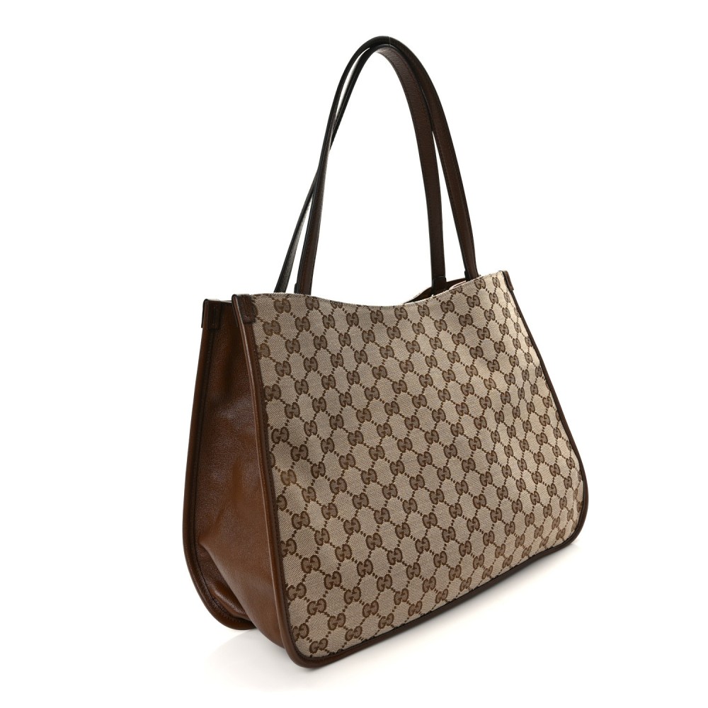 Monogram Horsebit 1955 Tote Bag Beige Brown Sugar