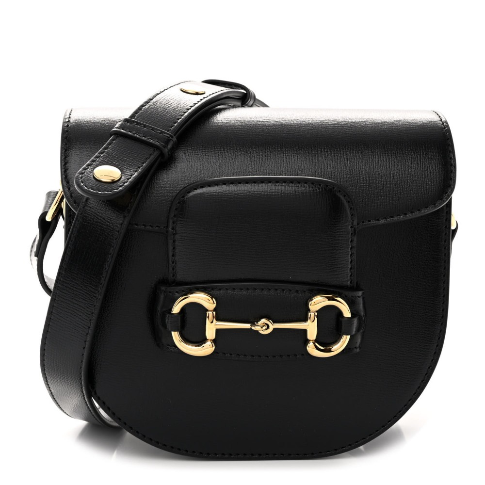 Azalea Calfskin Mini Horsebit 1955 Rounded Shoulder Bag Black