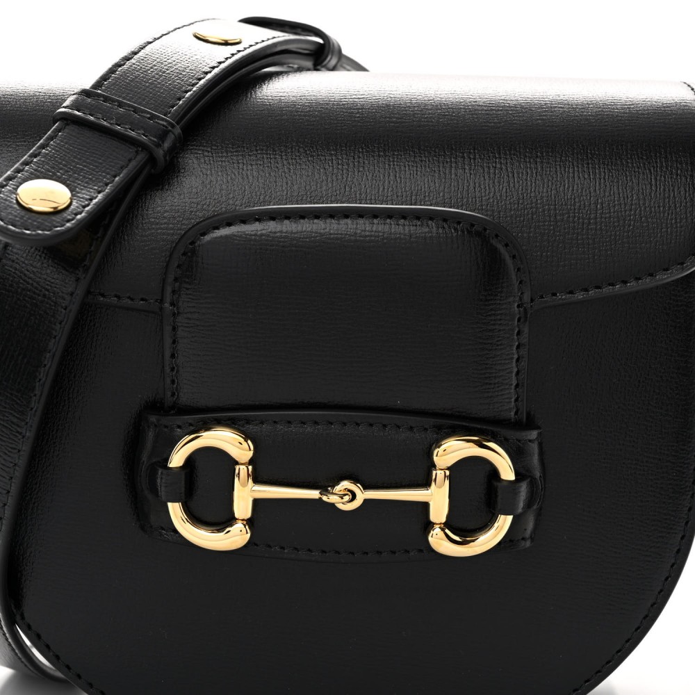 Azalea Calfskin Mini Horsebit 1955 Rounded Shoulder Bag Black