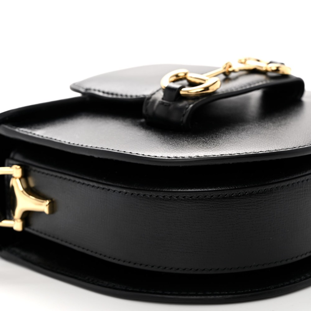 Azalea Calfskin Mini Horsebit 1955 Rounded Shoulder Bag Black