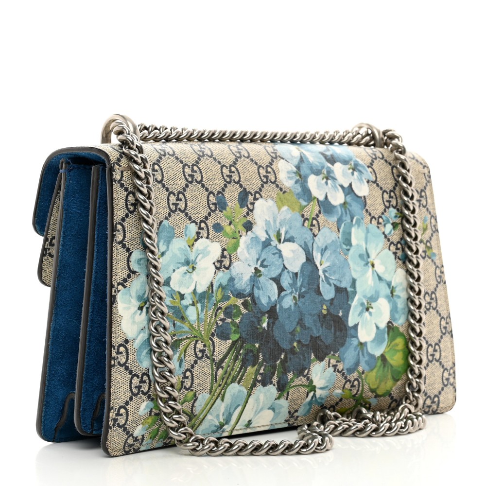 GG Supreme Monogram Blooms Small Dionysus Shoulder Bag Beige Navy Vintage Blue