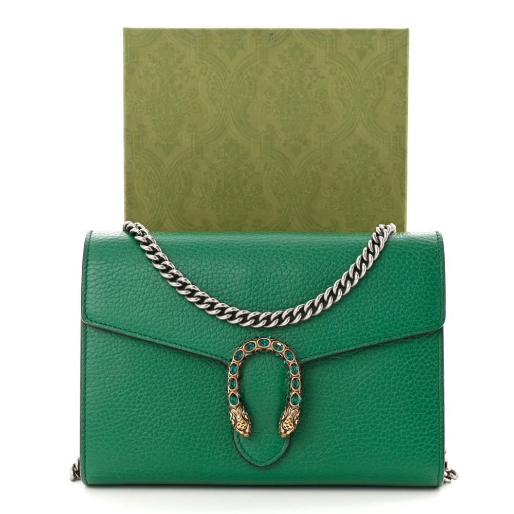 Calfskin Mini Dionysus Chain Wallet Emerald