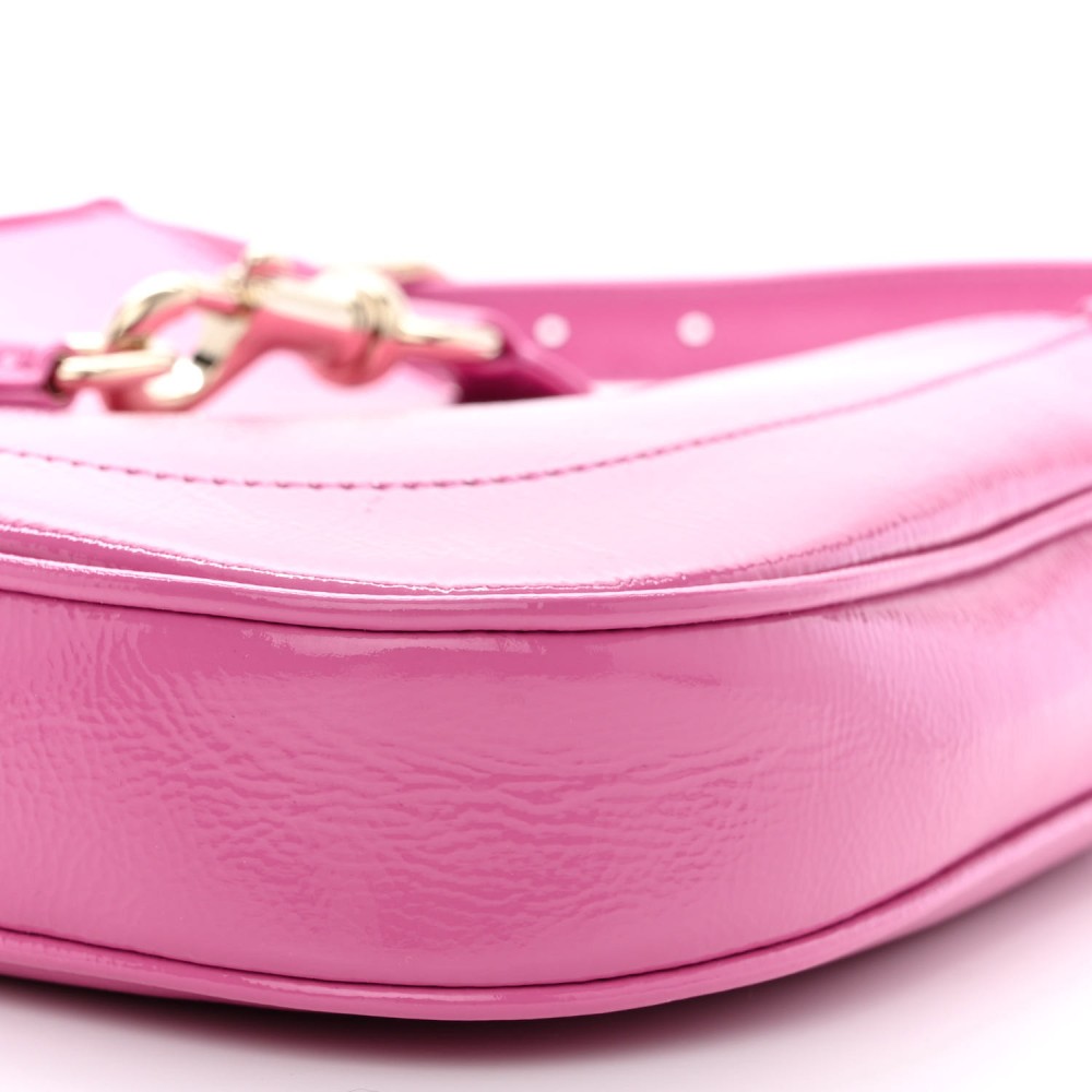 Patent Calfskin Web Small Jackie Hobo Pink