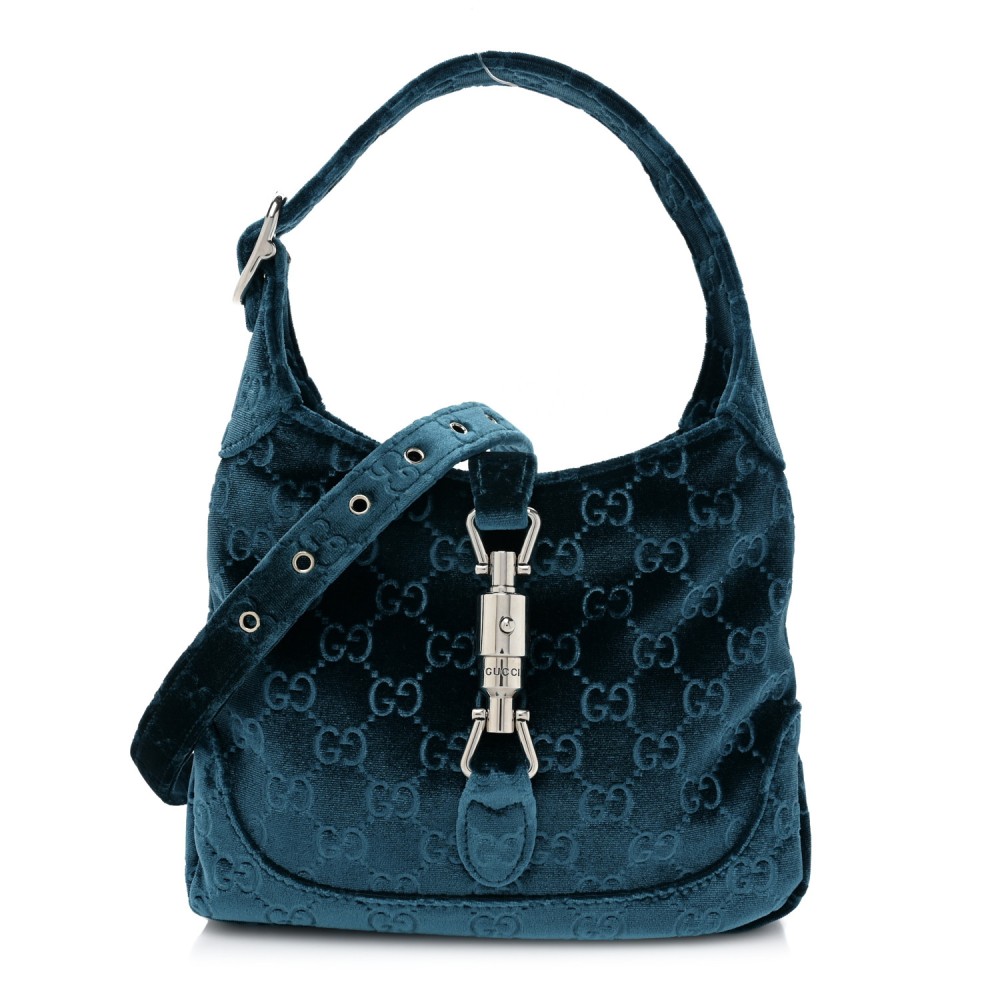 New Velvet Ashmir GG Monogram Small Jackie 1961 Hobo Velvet Peacock