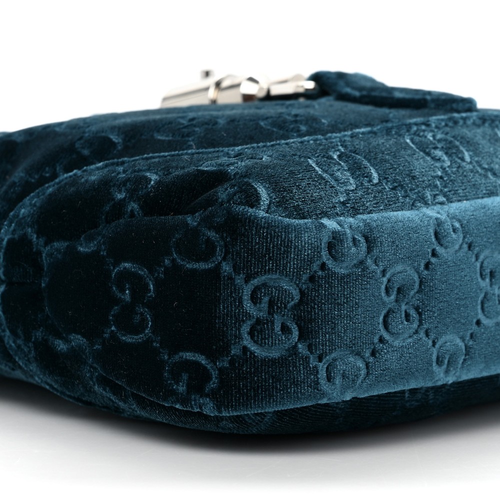 New Velvet Ashmir GG Monogram Small Jackie 1961 Hobo Velvet Peacock