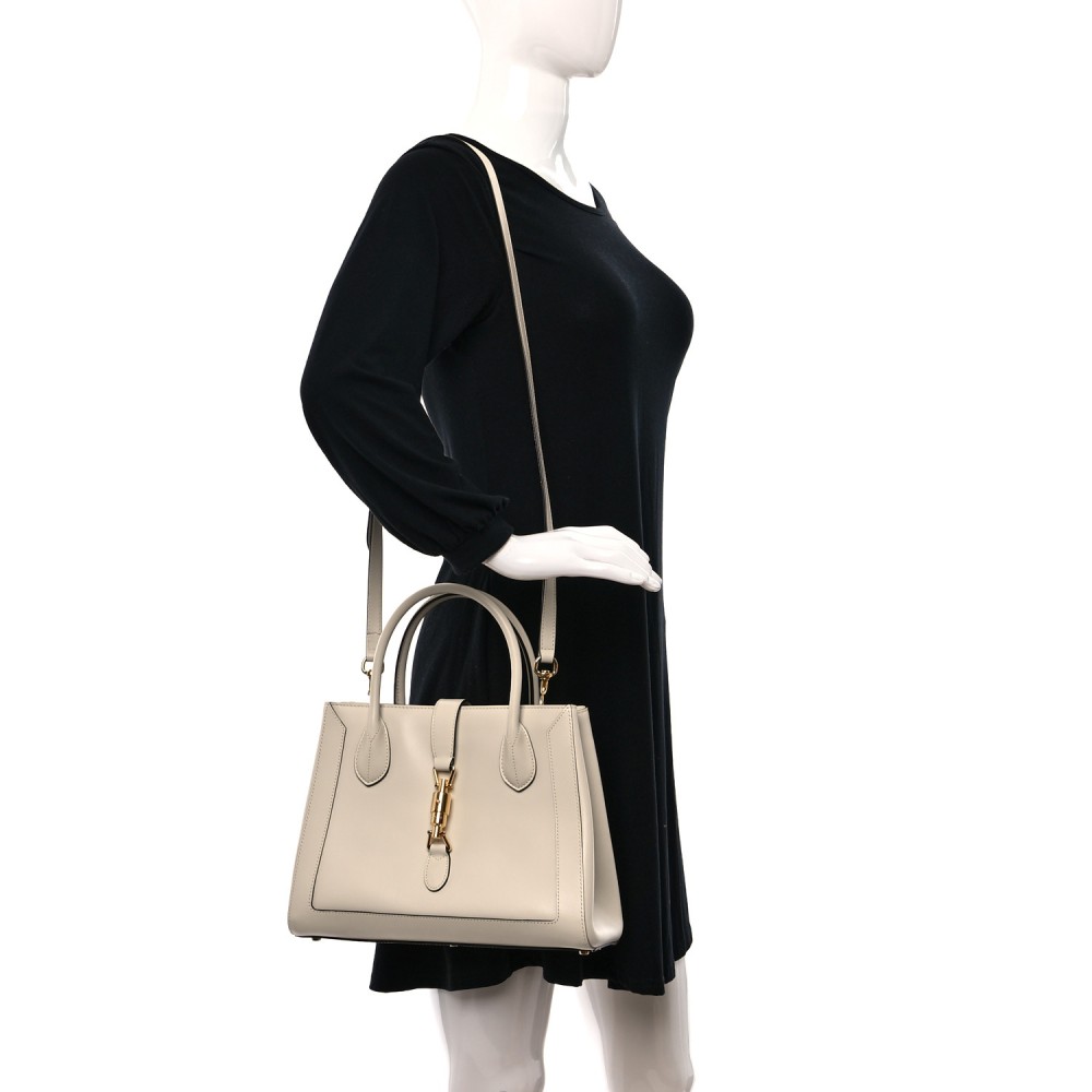 Boarded Plutone Calfskin Medium Jackie 1961 Tote Mystic White