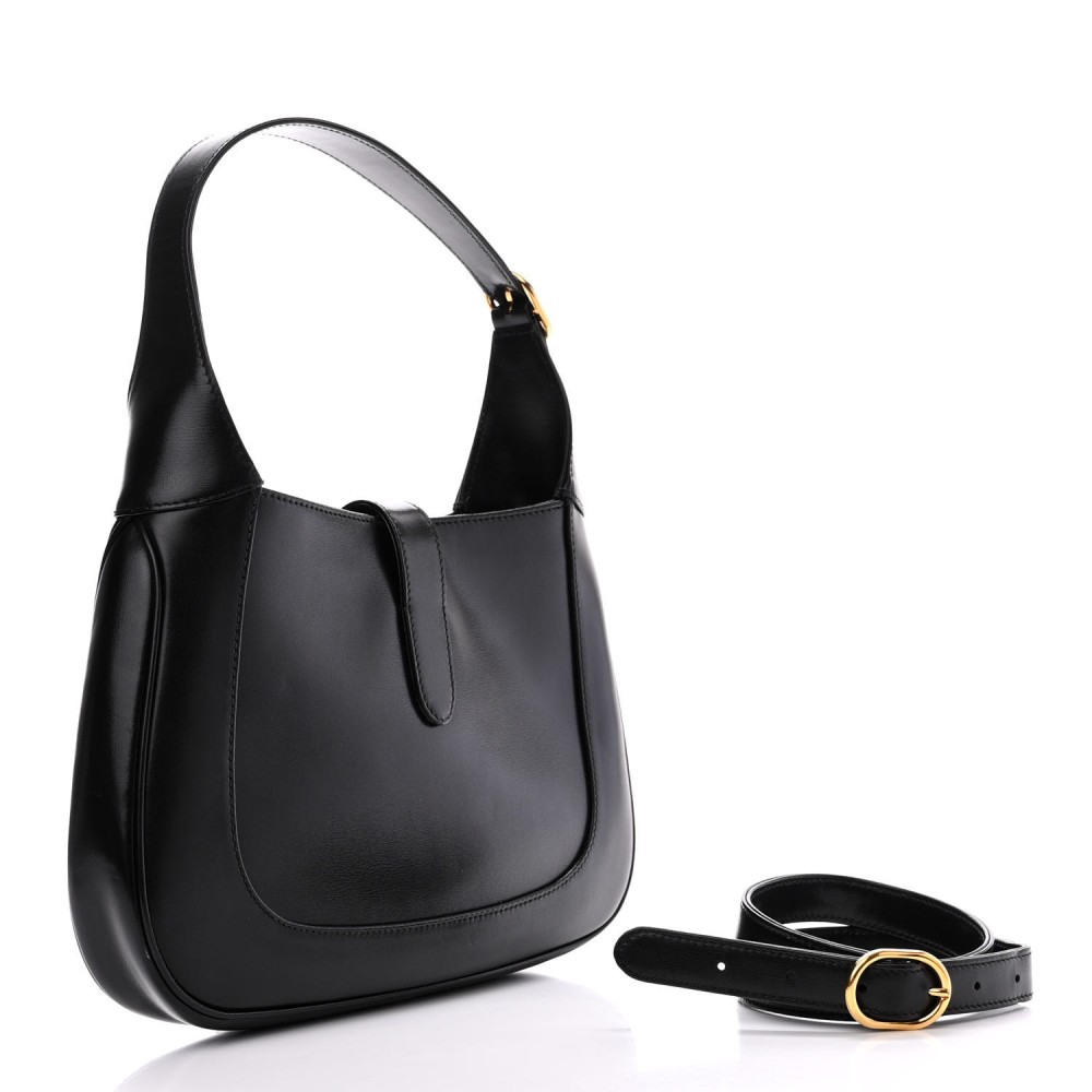 Boarded Dyana Lux Calfskin Small Jackie 1961 Hobo Black