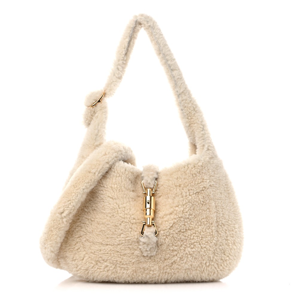 Shearling Small Jackie 1961 Shoulder Bag Ivory