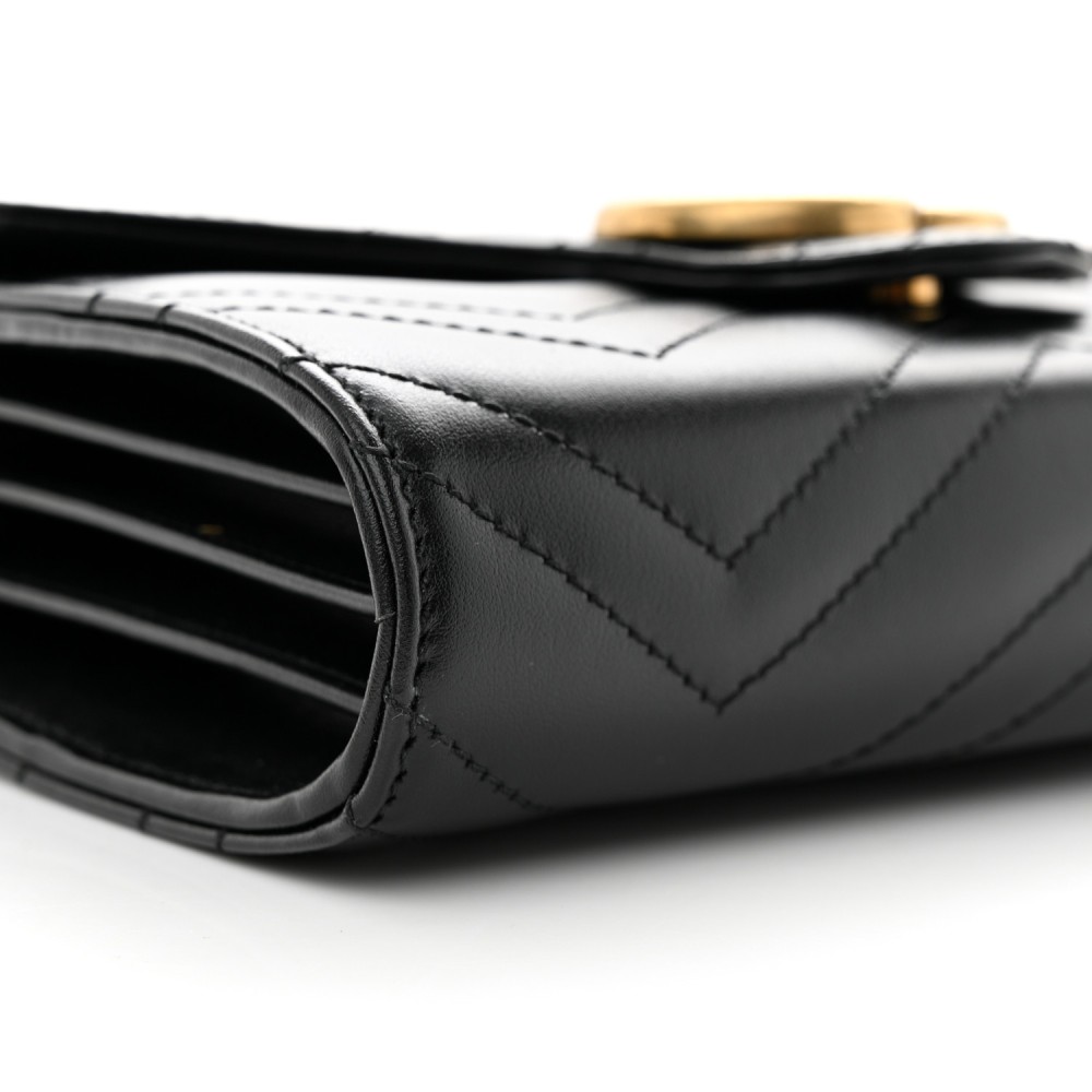 Calfskin Matelasse GG Marmont Chain Wallet Black