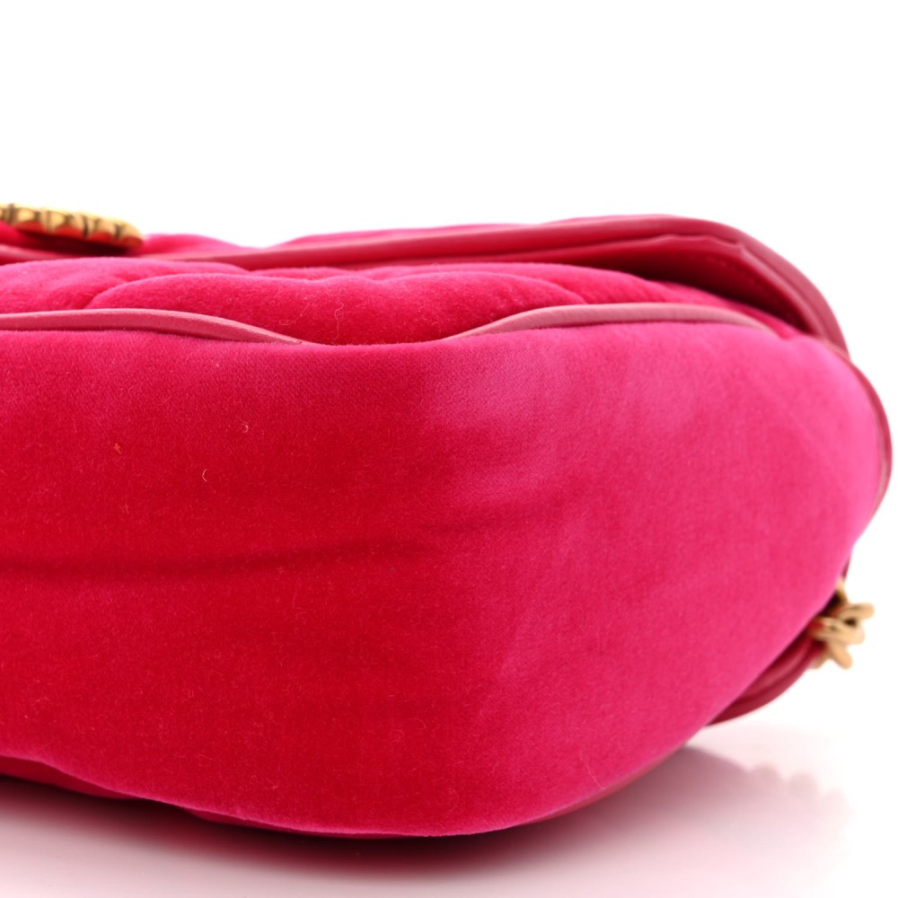 Velvet Matelasse Double G Studs Small Torchon GG Marmont Shoulder Bag Raspberry Rose