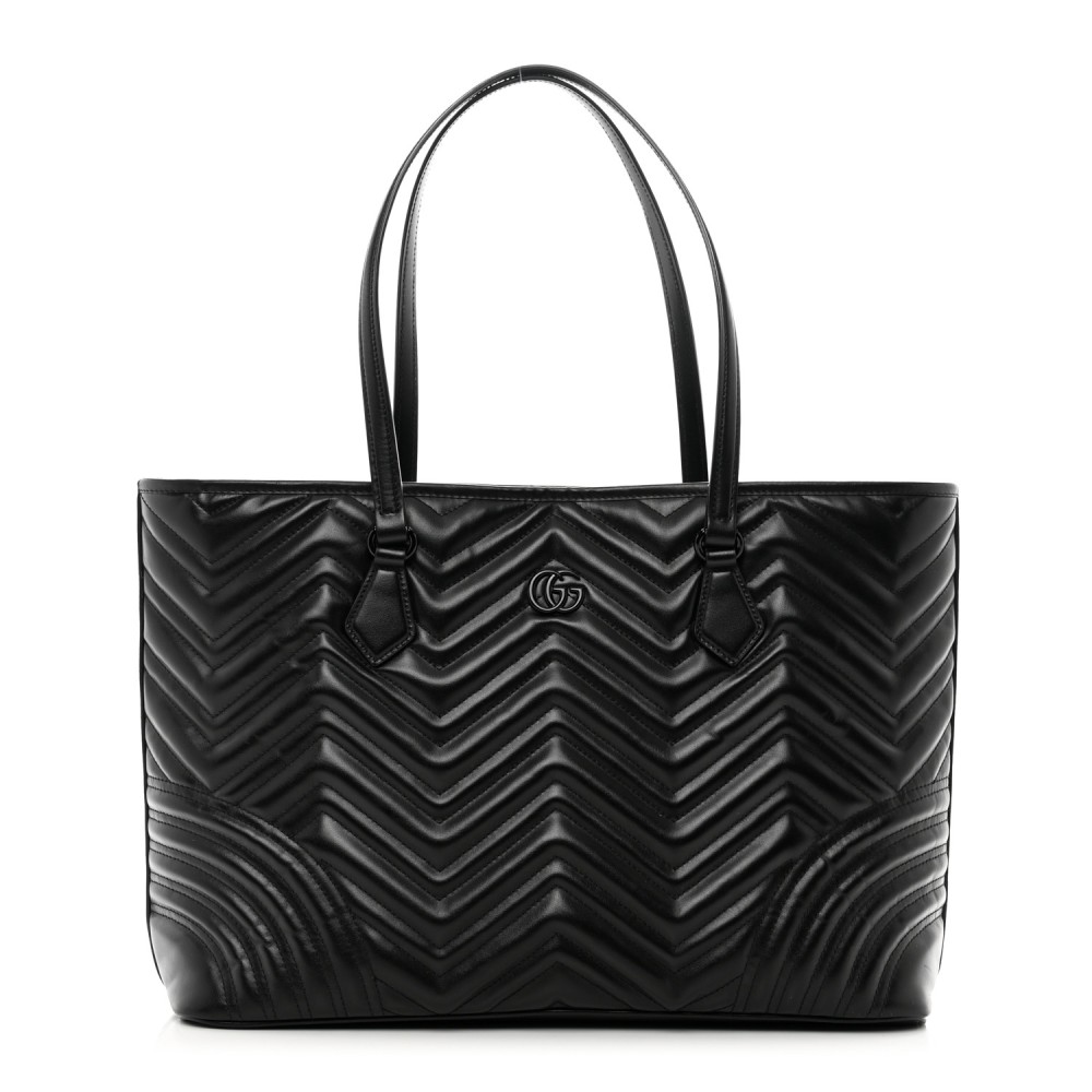 Calfskin Matelasse Monochrome Large GG Marmont Tote Bag Black