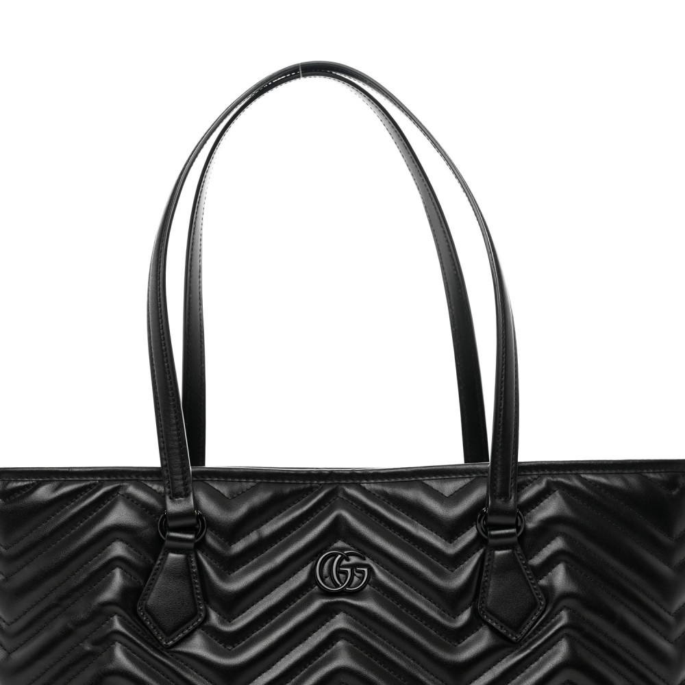 Calfskin Matelasse Monochrome Large GG Marmont Tote Bag Black