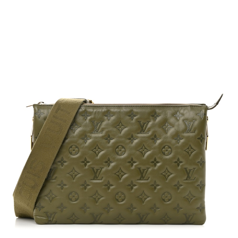 Lambskin Embossed Monogram Coussin MM Khaki