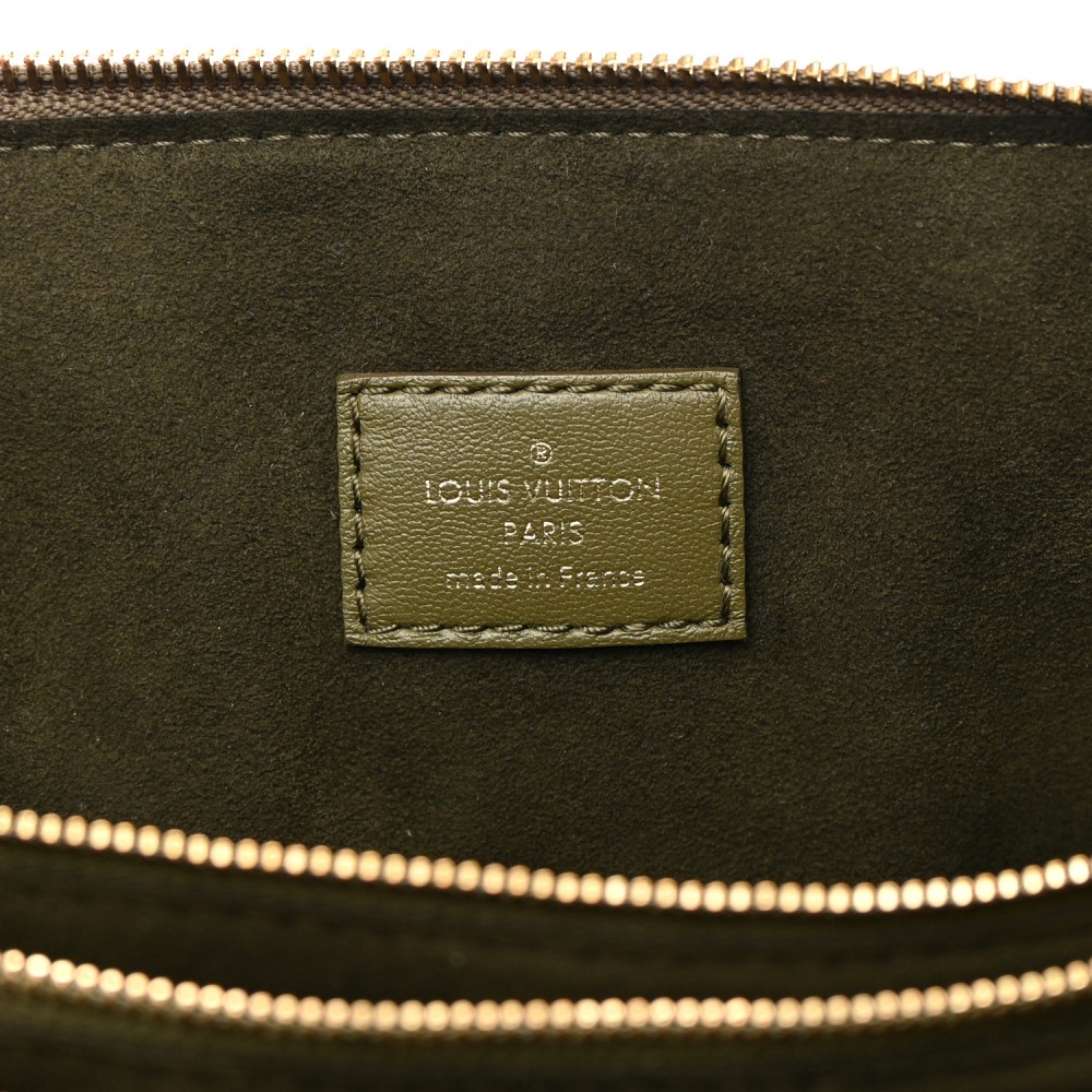 Lambskin Embossed Monogram Coussin MM Khaki