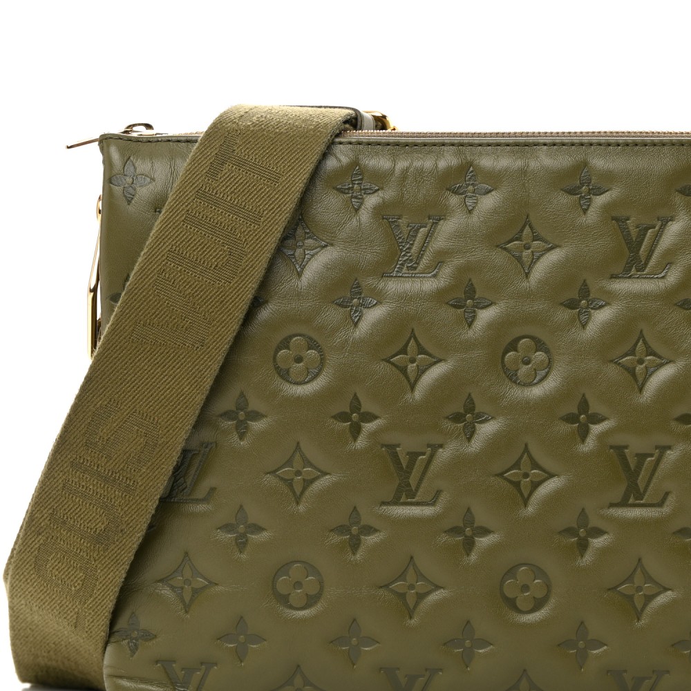 Lambskin Embossed Monogram Coussin MM Khaki