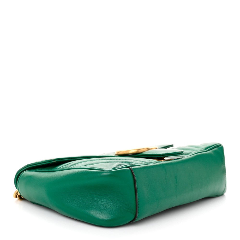 Calfskin Matelasse Small GG Marmont Shoulder Bag Emerald Green