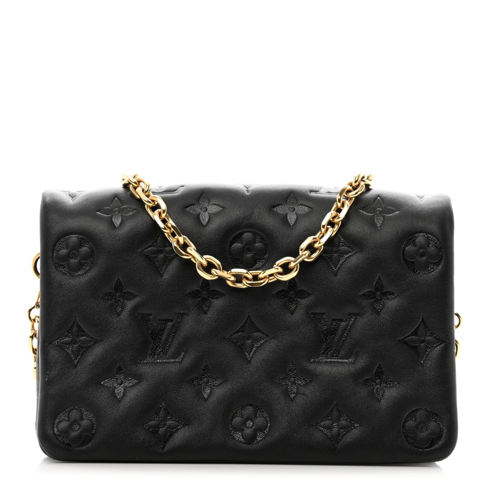 Lambskin Embossed Monogram Pochette Coussin Black