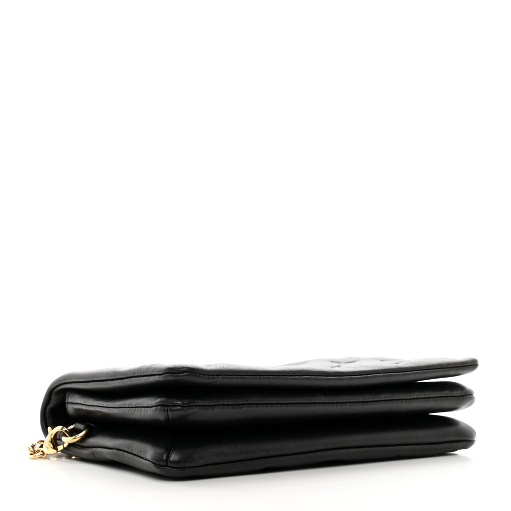 Lambskin Embossed Monogram Pochette Coussin Black