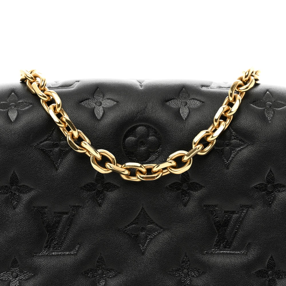 Lambskin Embossed Monogram Pochette Coussin Black