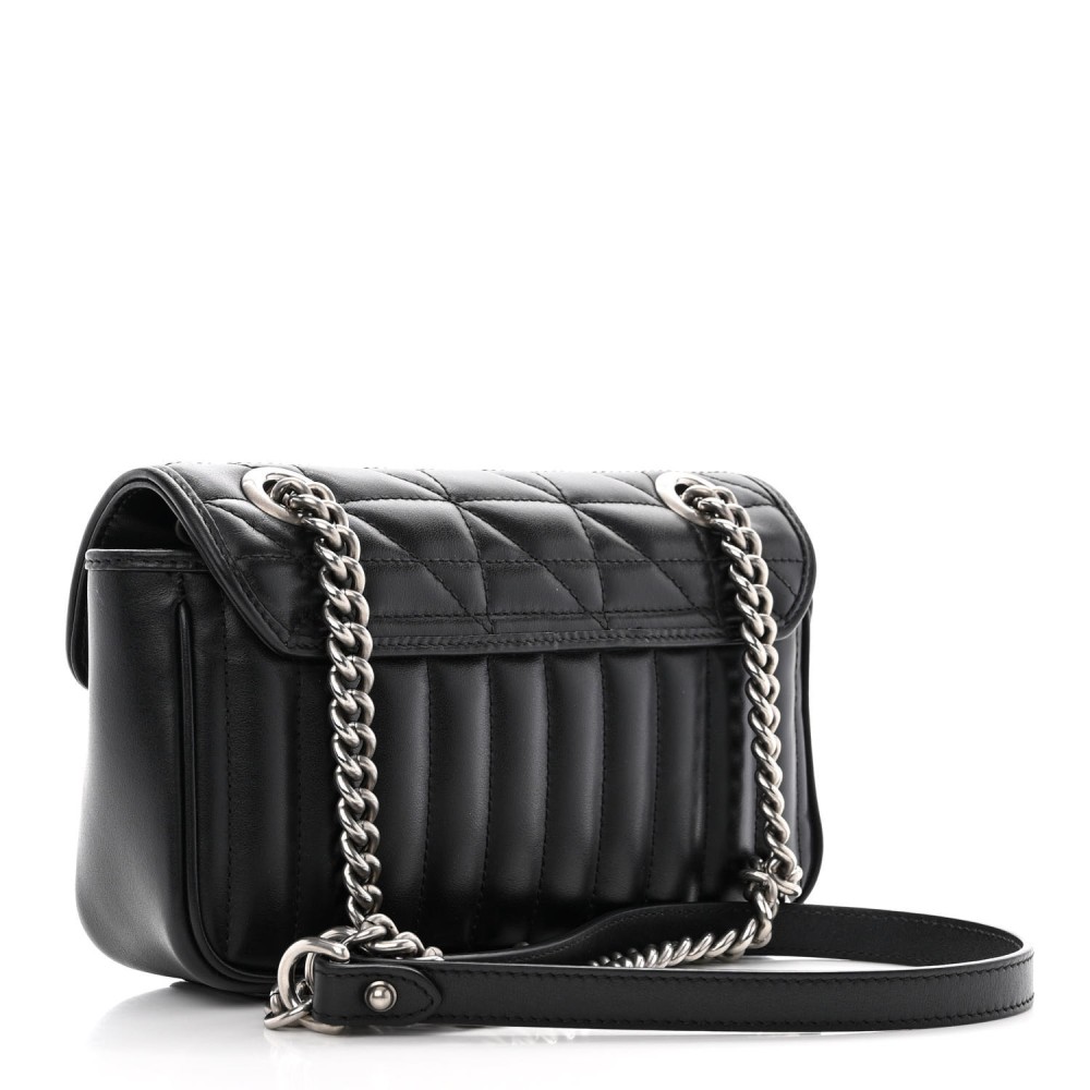 Calfskin Matelasse Aria Mini GG Marmont Shoulder Bag Black