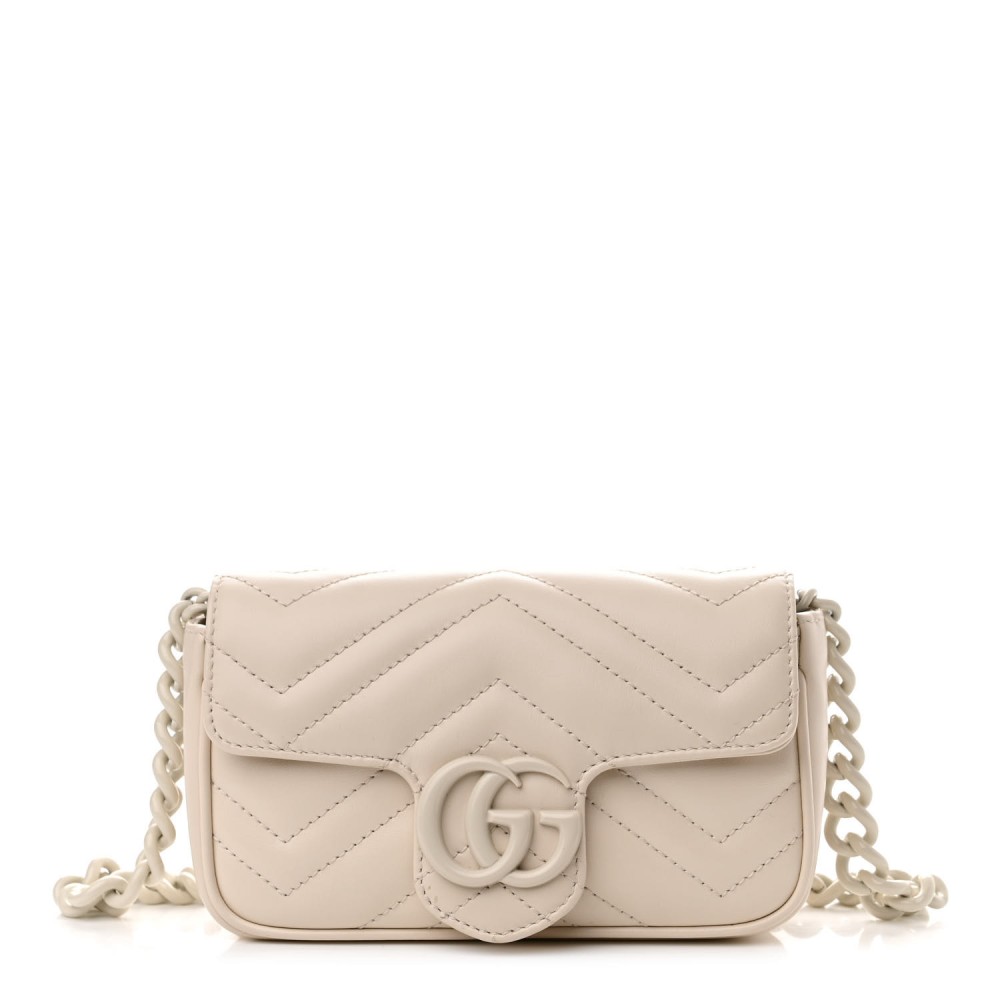 Calfskin Matelasse Monochrome GG Marmont Chain Belt Bag Mystic White