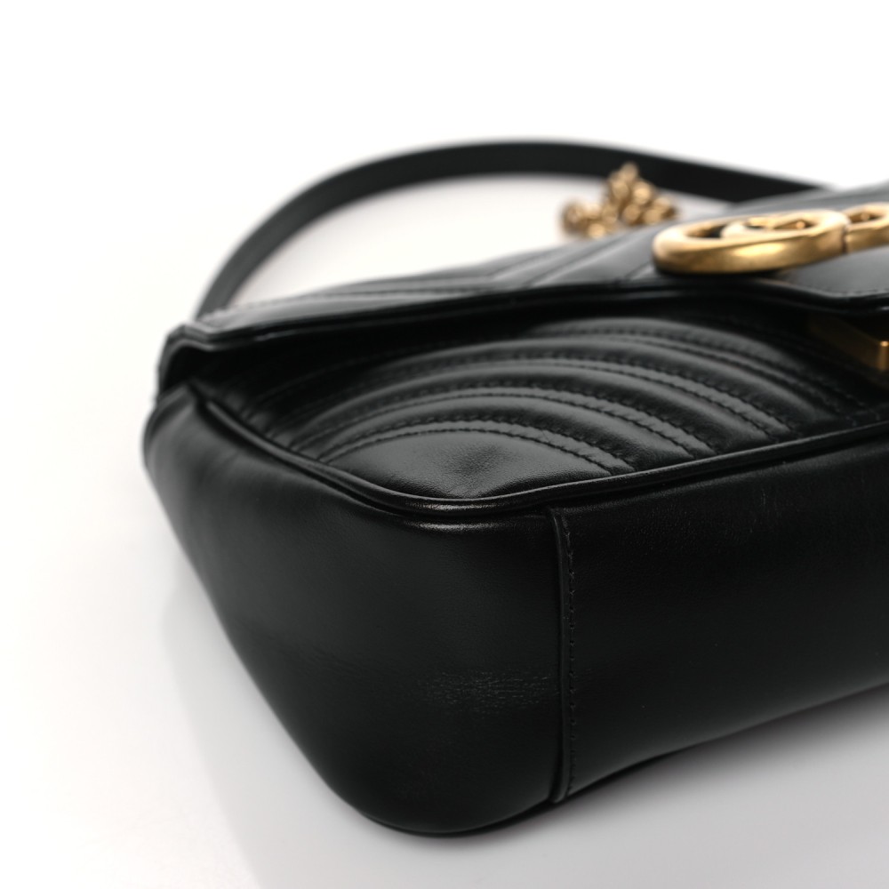 Calfskin Matelasse Small GG Marmont Shoulder Bag Black