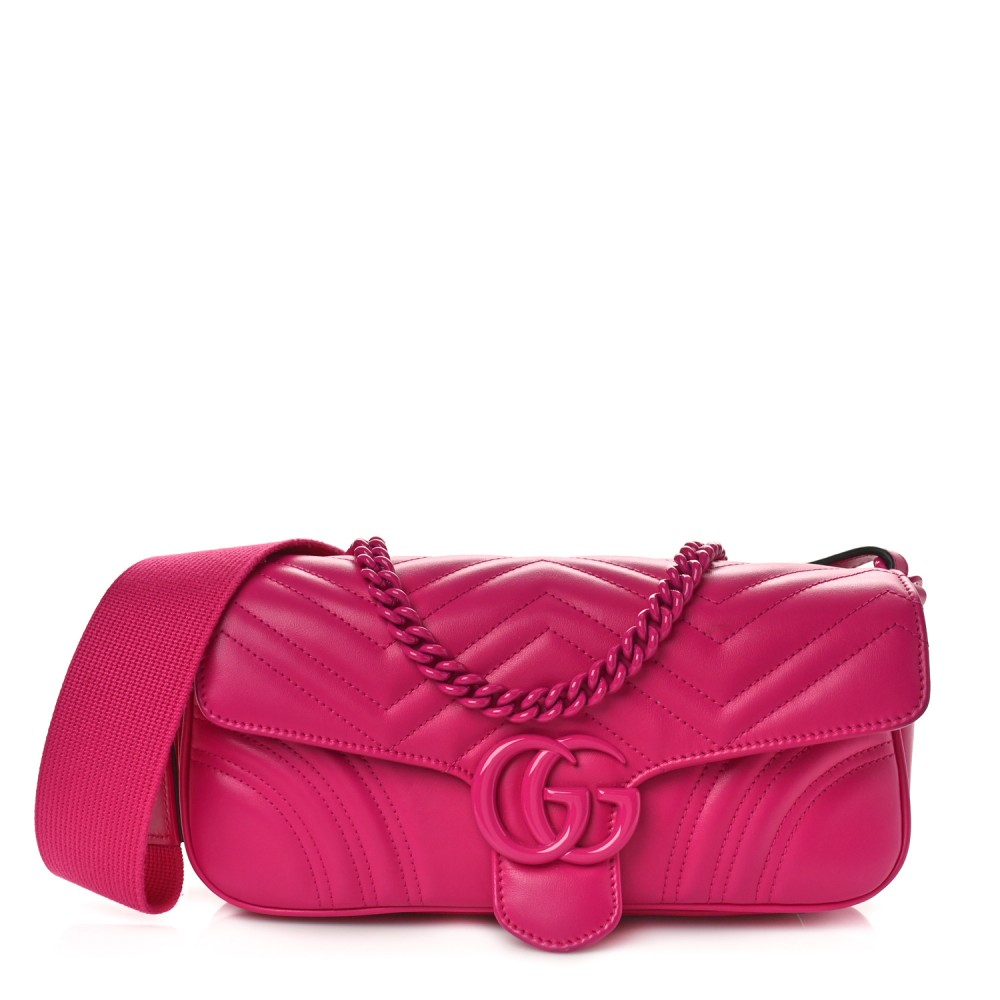 Calfskin Matelasse Monochrome GG Marmont Crossbody Shoulder Bag Classic Fuxia