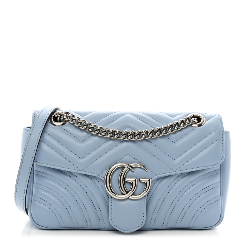 Calfskin Matelasse Small GG Marmont Shoulder Bag Porcelain Light Blue