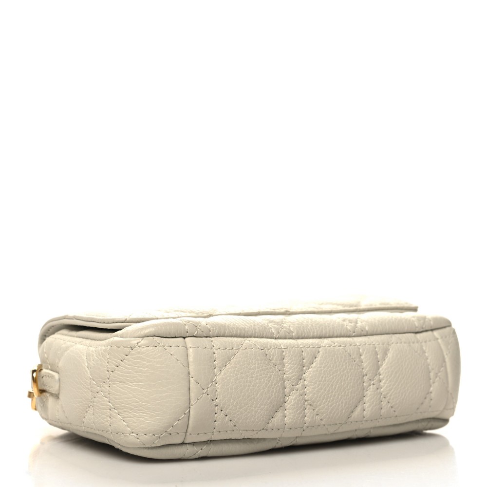 Supple Calfskin Cannage Caro Pouch with Chain Latte