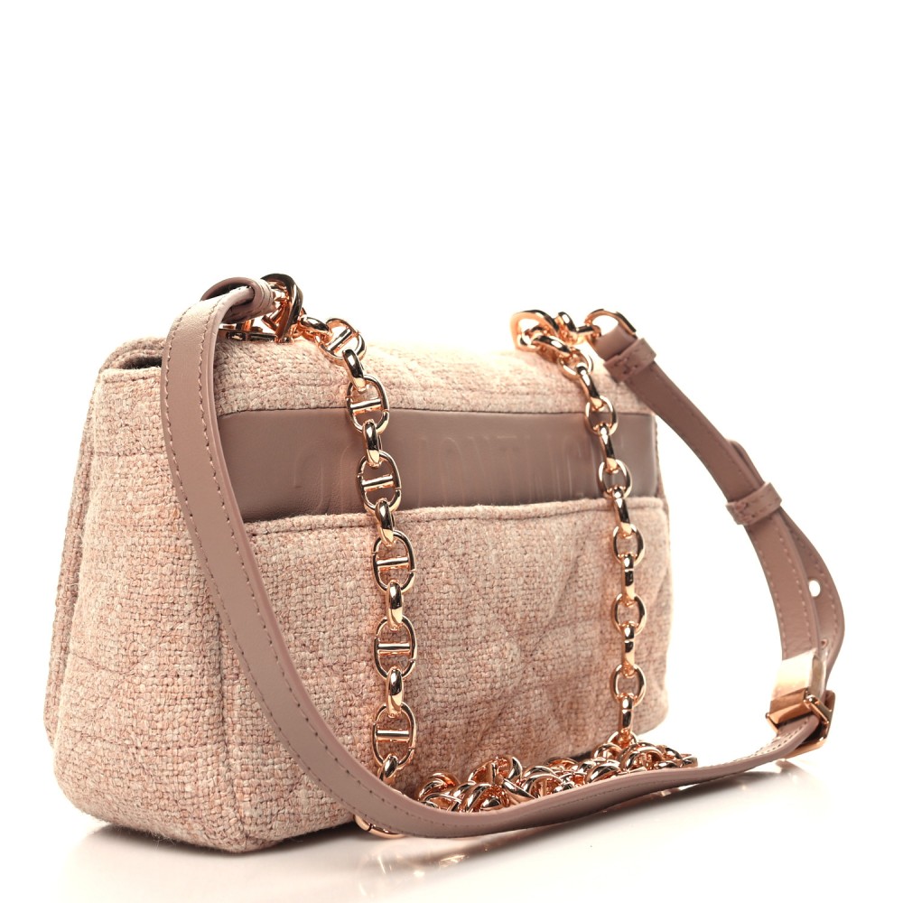 Linen Macrocannage Small Caro Bag Rose