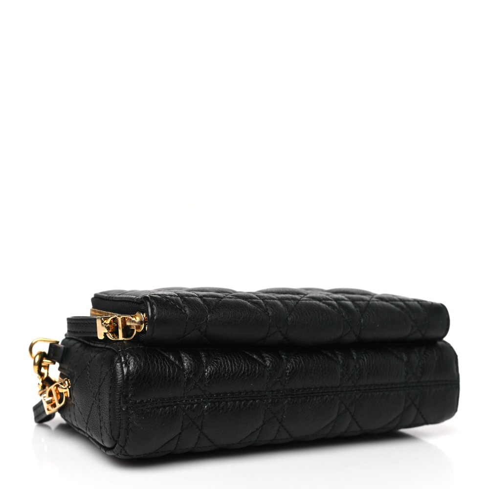 Supple Calfskin Caro Double Pouch Black