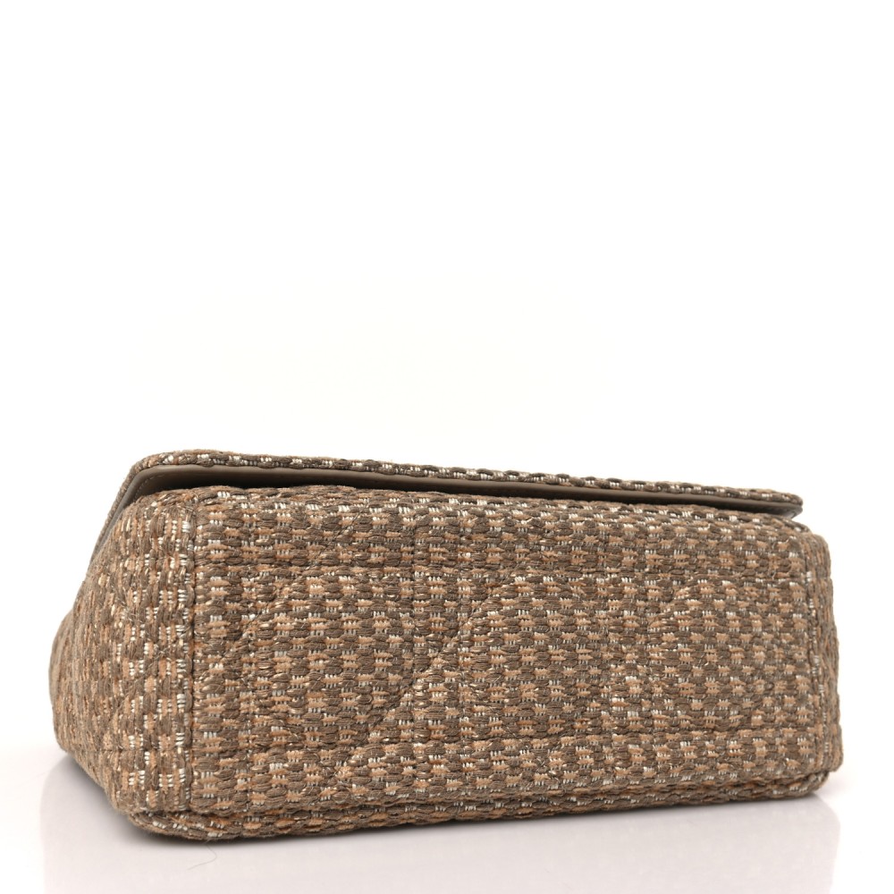 Raffia Calfskin Medium Caro Bag Beige