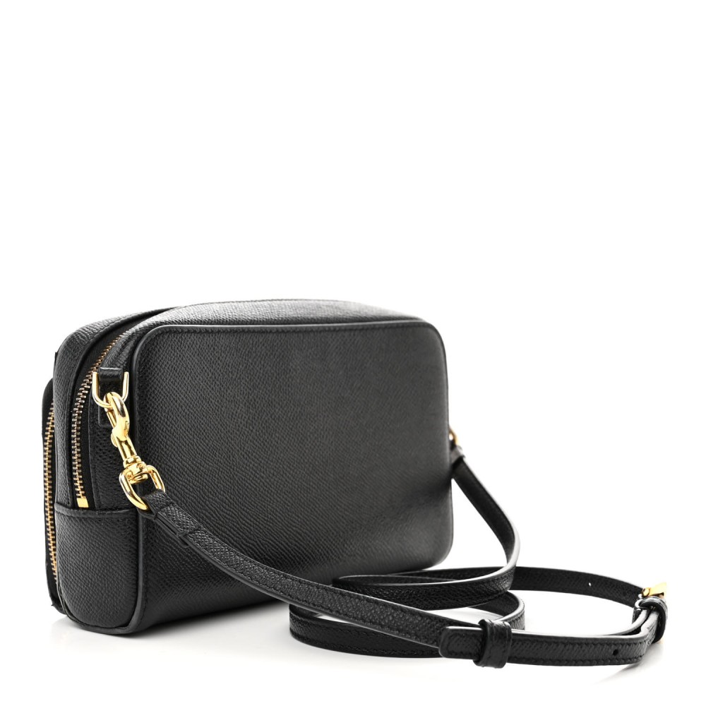 Grained Calfskin Caro Double Pouch Black