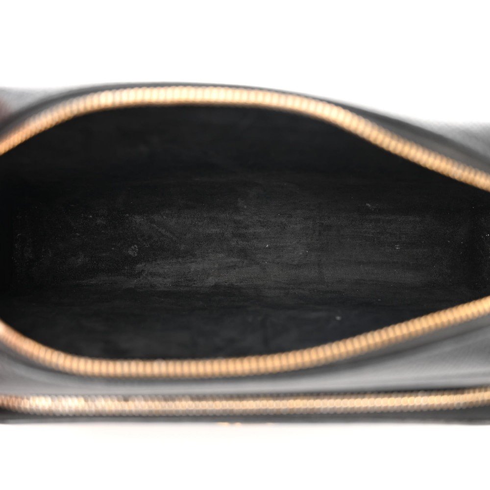 Grained Calfskin Caro Double Pouch Black