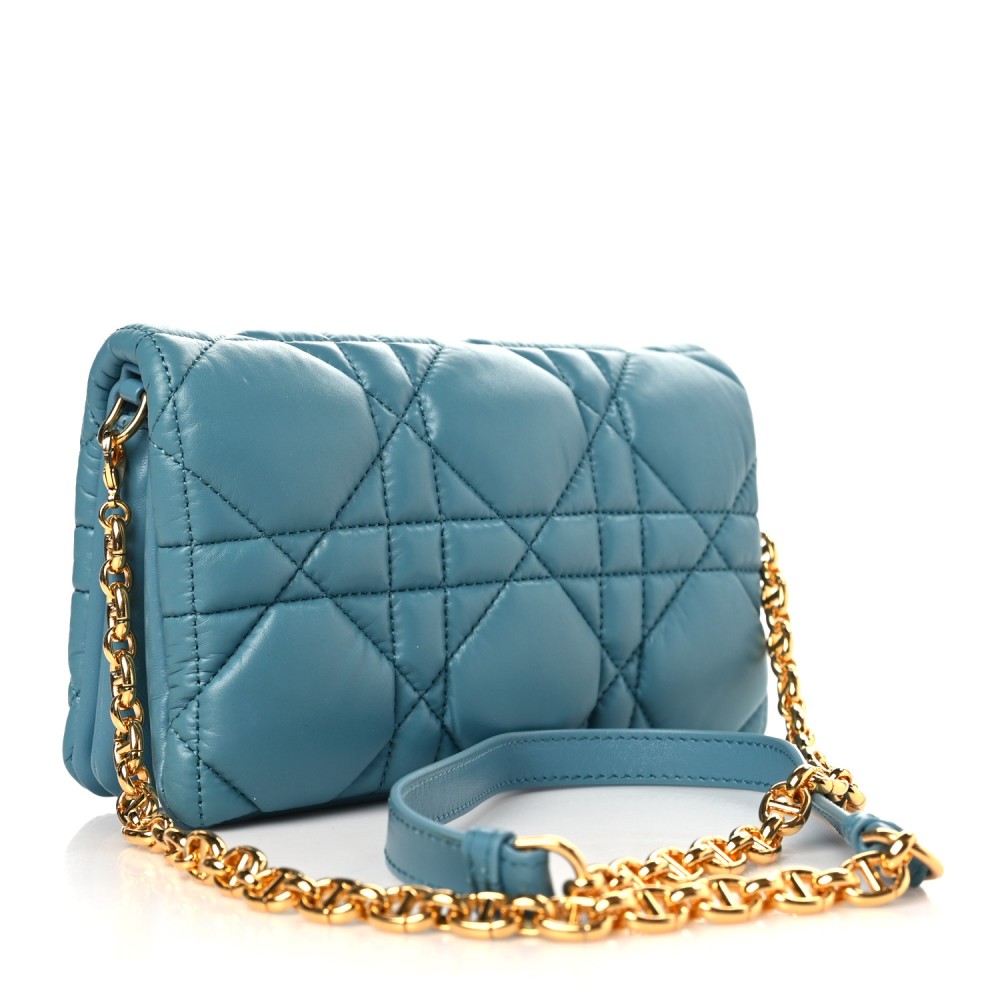 Calfskin Macrocannage Mini Caro Bag Horizon Blue