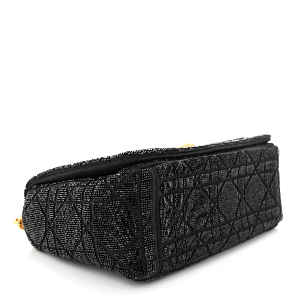 Calfskin Beaded Small Caro Bag Black