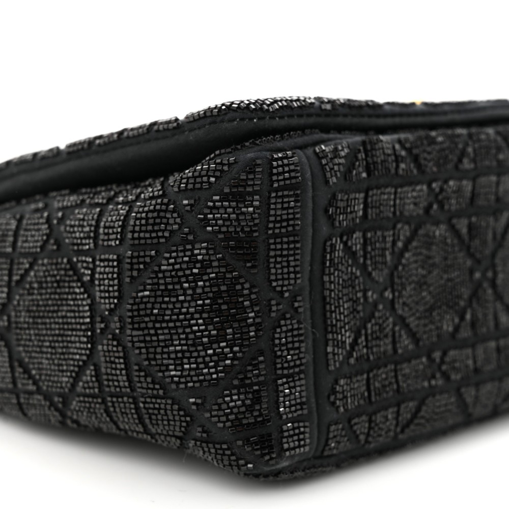 Calfskin Beaded Small Caro Bag Black