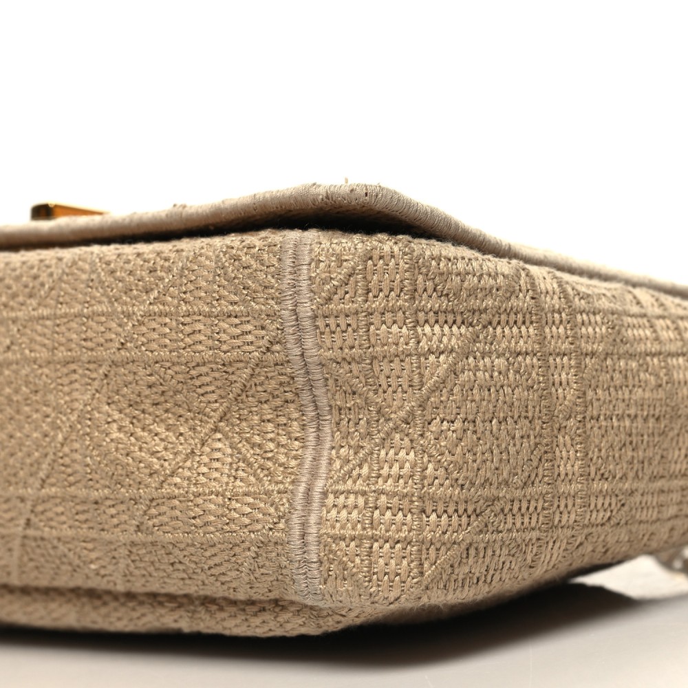 Raffia Calfskin Medium Caro Bag Beige