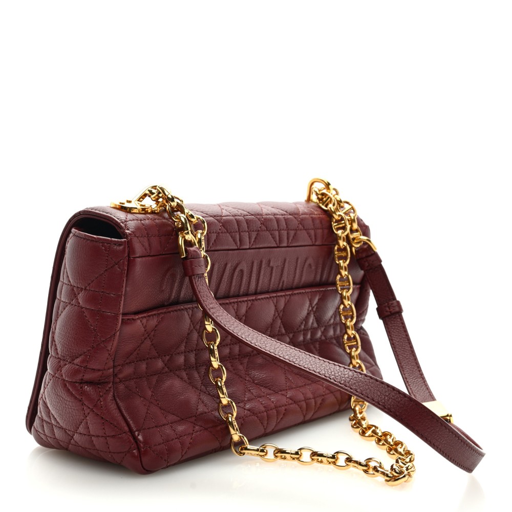 Calfskin Cannage Medium Caro Bag Brick Red