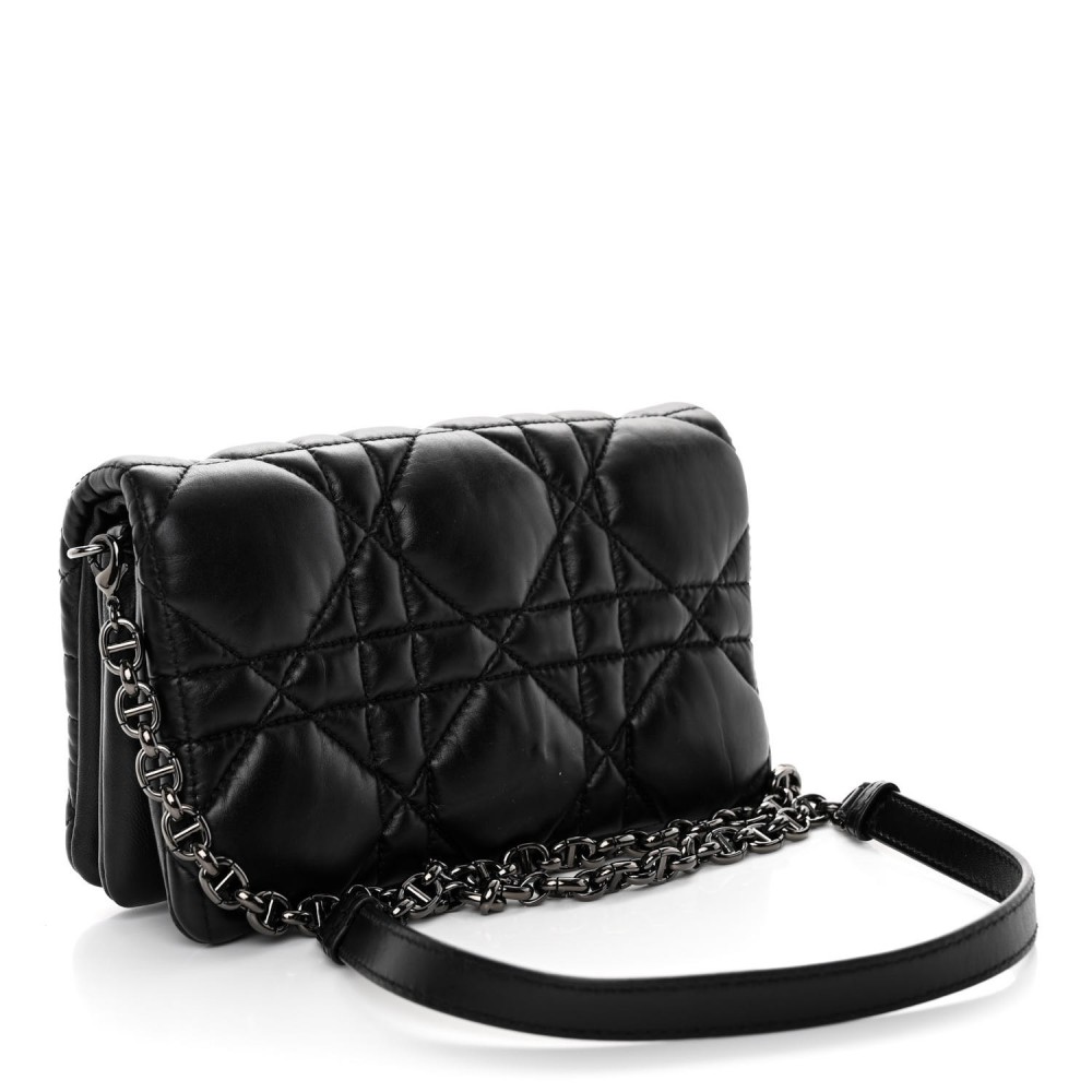 Calfskin Macrocannage Mini Caro Bag Black