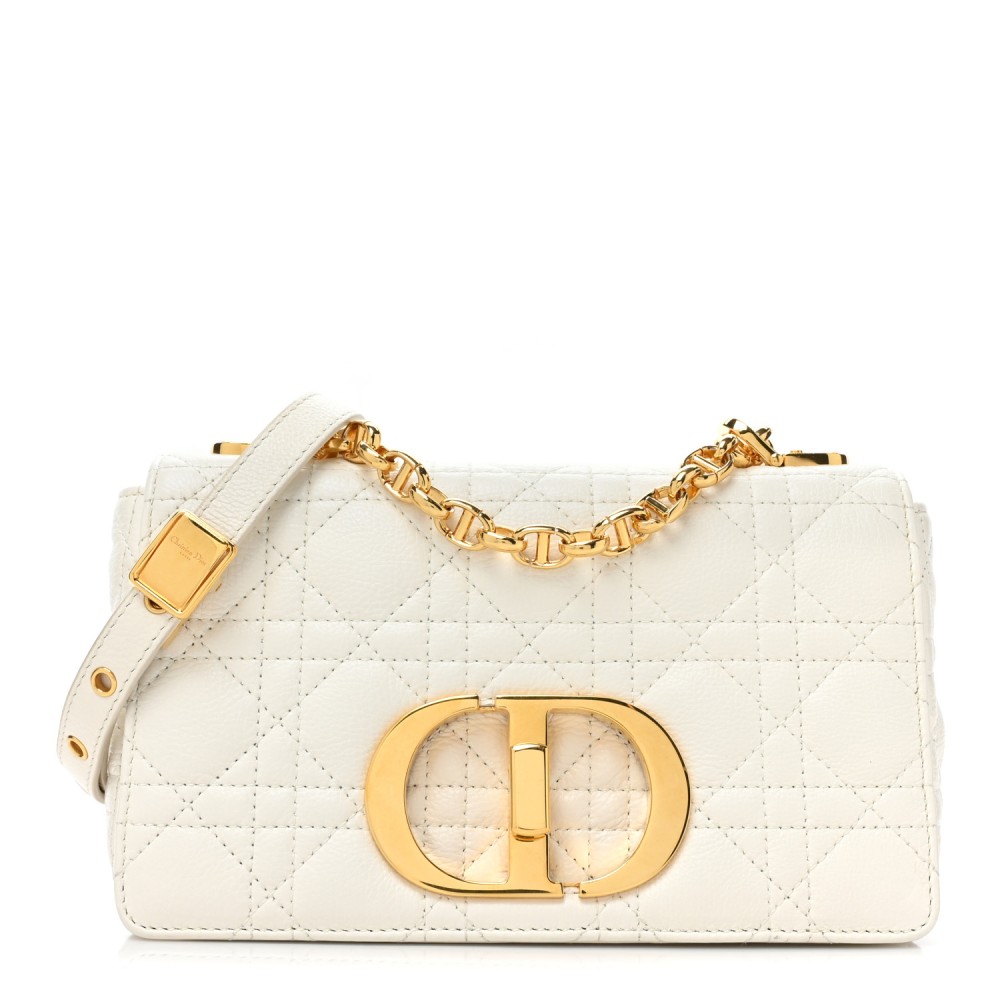 Calfskin Cannage Small Caro Bag Ivory