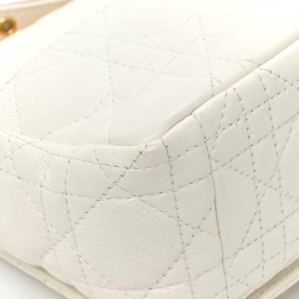 Calfskin Cannage Small Caro Bag Ivory