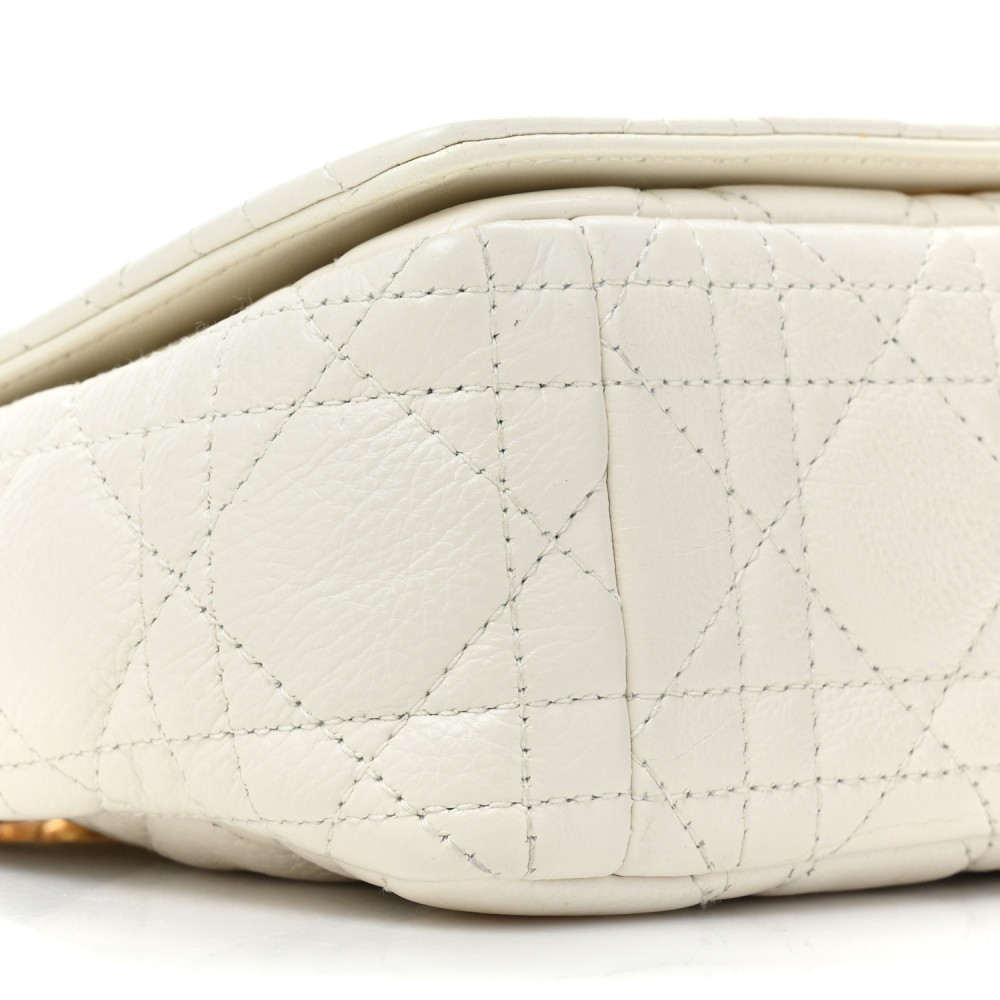 Calfskin Cannage Small Caro Bag Ivory