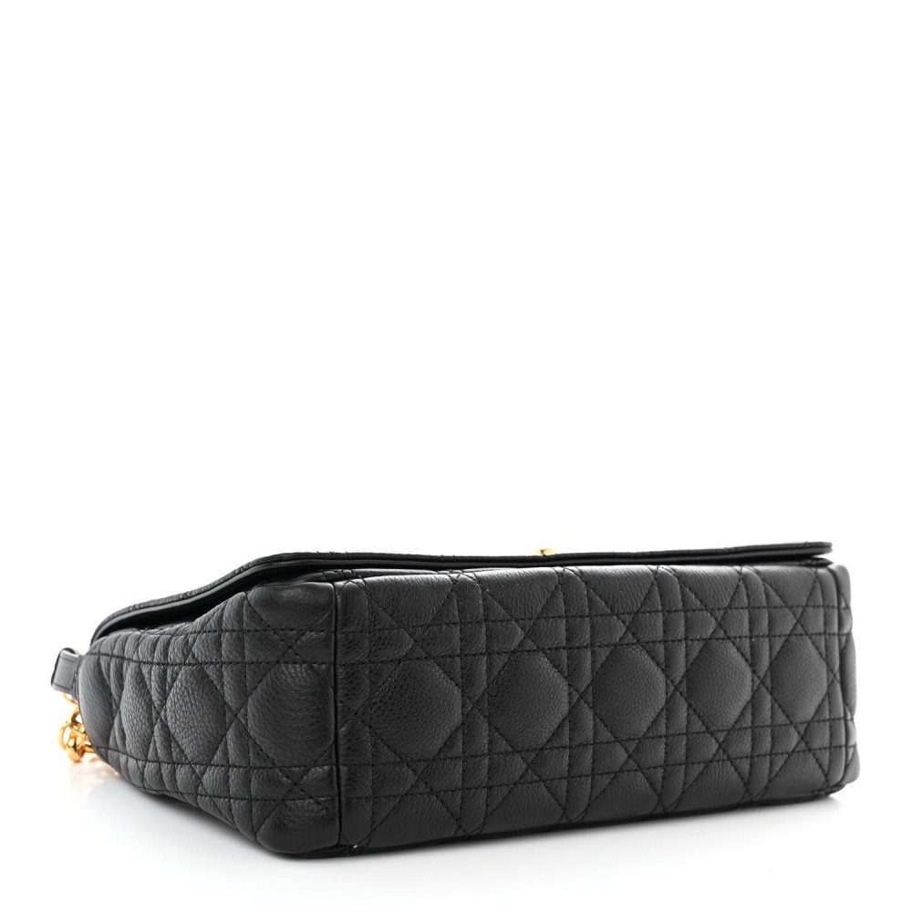 Calfskin Cannage Medium Caro Bag Black